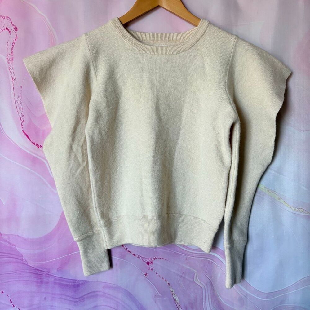 Ba&sh Cream Wool Sweater Preppy Coastal Luxury Boardwalk Parisian Chic Artsy